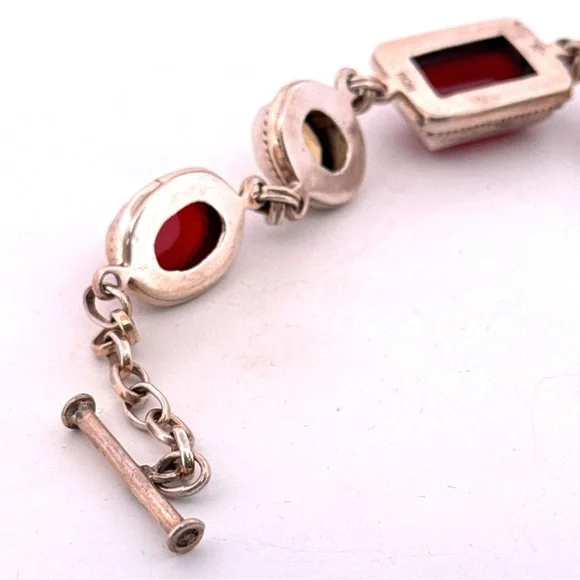 925 Sterling silver carved carnelian and faceted citrine bracelet 37.4g - Picture 6 of 10